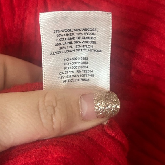 Babaton, size L, wool blend cherry red long sleeve cropped sweater - Picture 5 of 9